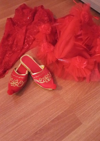 Uzun Kollu Kırmızı Nakışlı Kadın Hint Elbisesi - Görsel 9