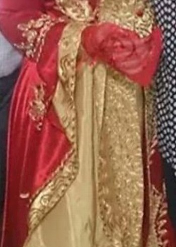 Uzun Kollu Kırmızı Nakışlı Kadın Hint Elbisesi - Görsel 14