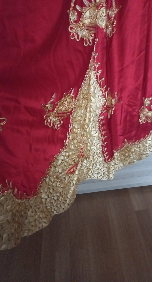 Uzun Kollu Kırmızı Nakışlı Kadın Hint Elbisesi - Görsel 5