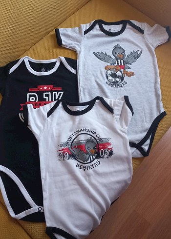 Beşiktaş Baskılı Erkek Bebek Badi 3'lü Pamuk