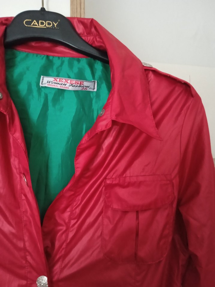 Düğmeli Kırmızı Kadın Midi Ceket - Görsel 4