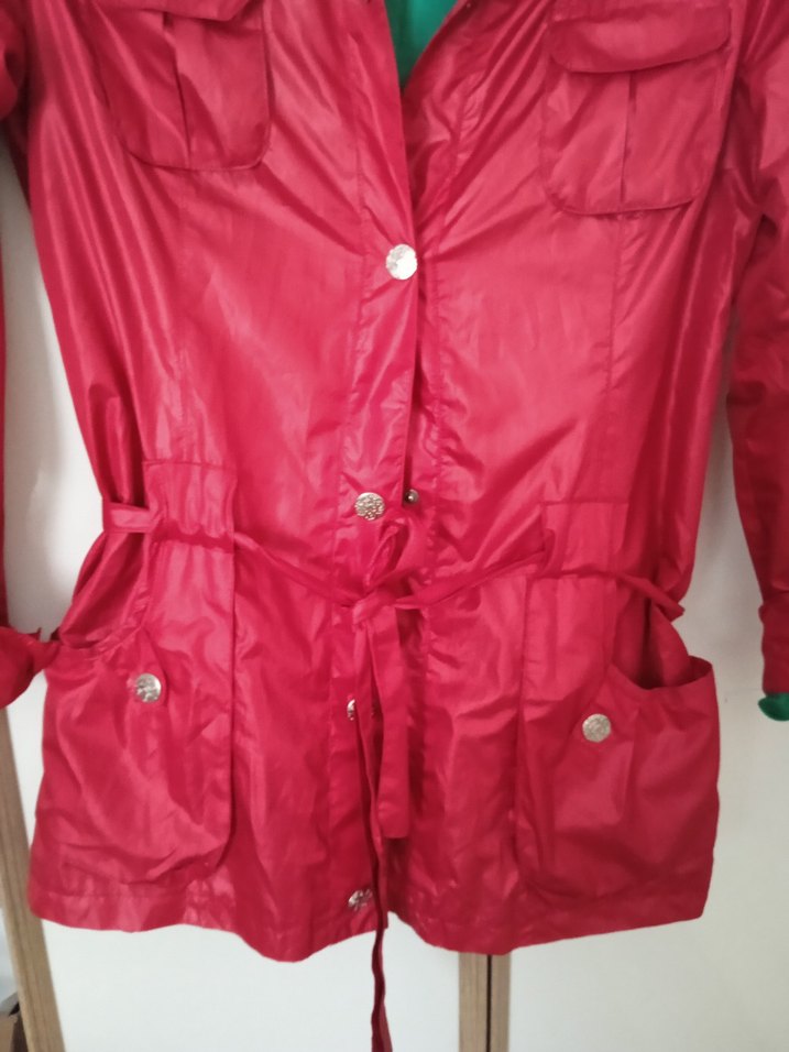 Düğmeli Kırmızı Kadın Midi Ceket - Görsel 3