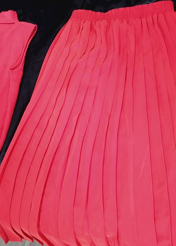 Kırmızı Bohem Kolsuz  Bluz ve etek takim - Görsel 8