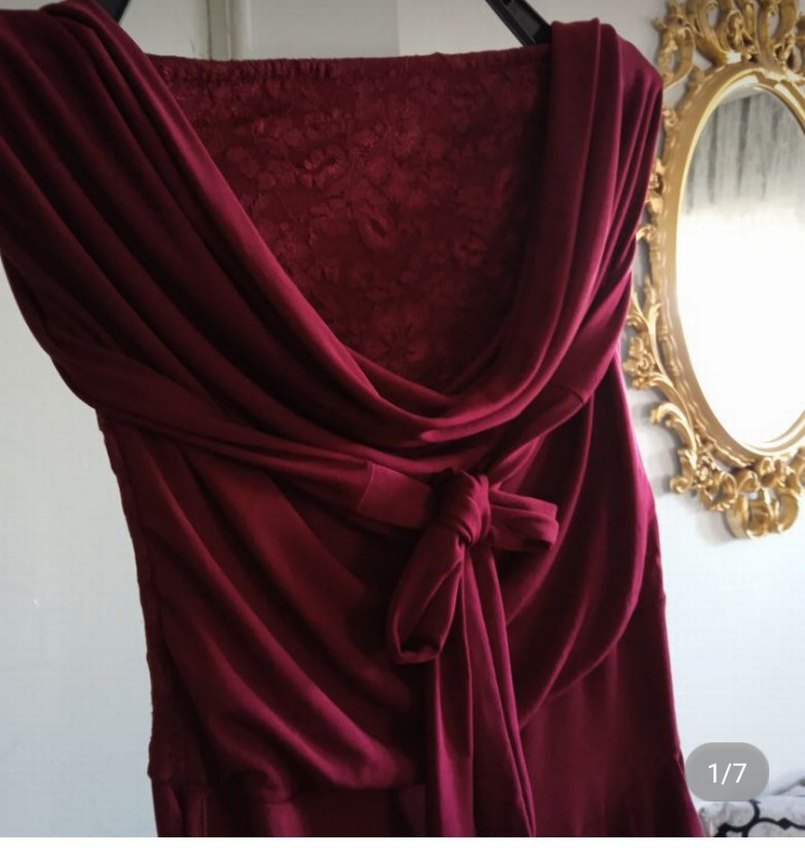 Bordo Drapeli Uzun Kadın Tulum - Görsel 3