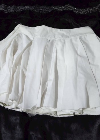 Beyaz Piliseli Mini Etek - Görsel 7