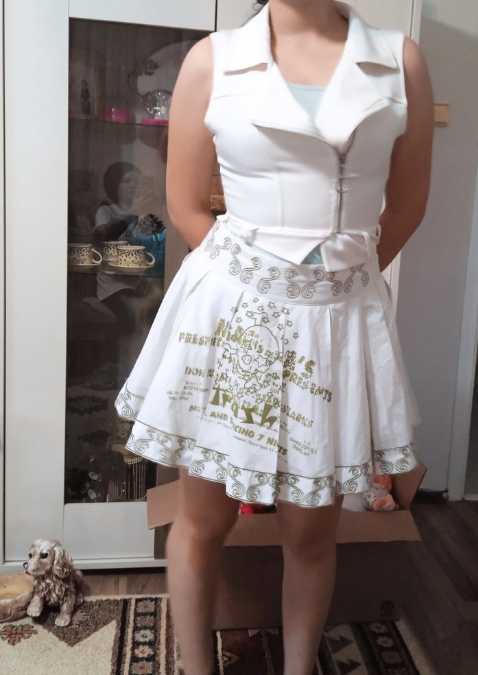 Beyaz Piliseli Mini Etek - Görsel 2