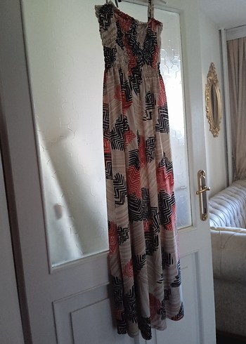 Çok Renkli Bohem Uzun Askılı Elbise - Görsel 5