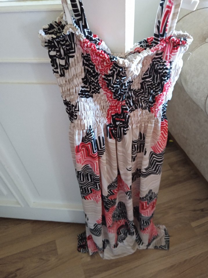 Çok Renkli Bohem Uzun Askılı Elbise - Görsel 4