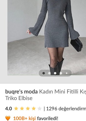 Gri Kadın Mini Fitilli Triko Elbise