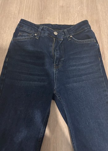 Lacivert Kadın Denim ispanyol paça Pantolon