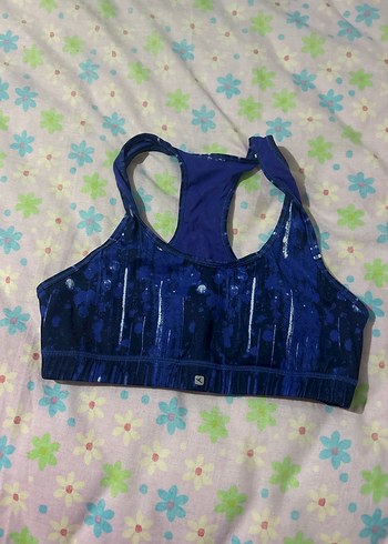 Mavi Batik Desenli Spor Sütyeni