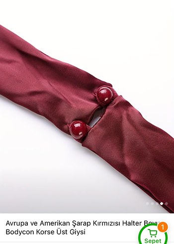 Şarap Kırmızısı Saten Bustiyer - Görsel 4