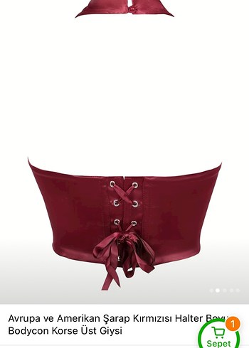 Şarap Kırmızısı Saten Bustiyer - Görsel 2