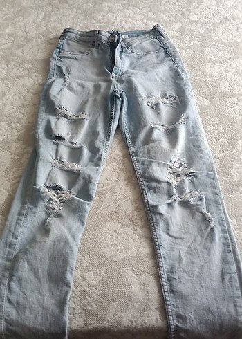 Gri Kadın Midi Boy Rahat Kesim Kot Pantolon