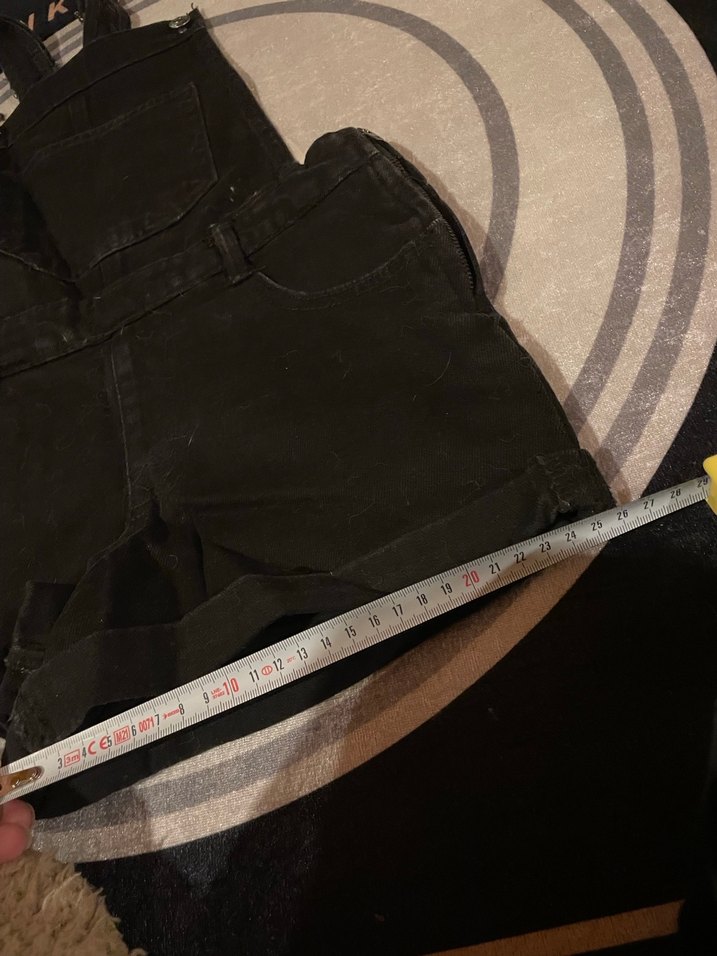 Siyah Kısa Kot Salopet, Tokalı, İnce Kesim tulum - Görsel 3