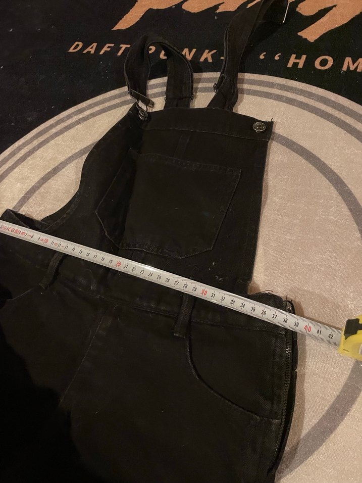 Siyah Kısa Kot Salopet, Tokalı, İnce Kesim tulum - Görsel 2