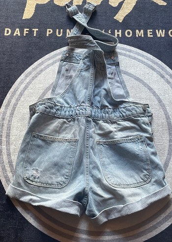 Bershka tulum kısa Mavi Denim Kadın Şort Salopet - Görsel 3