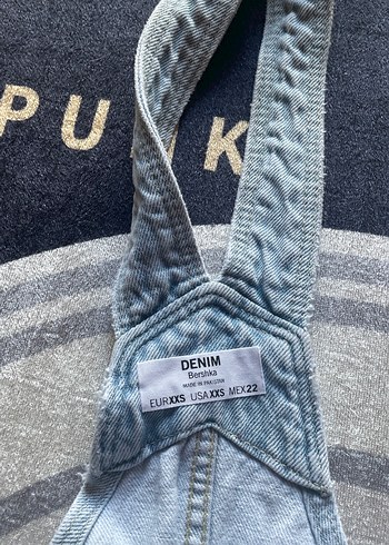 Bershka tulum kısa Mavi Denim Kadın Şort Salopet - Görsel 2