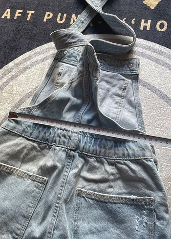 Bershka tulum kısa Mavi Denim Kadın Şort Salopet - Görsel 6