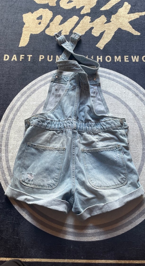Bershka tulum kısa Mavi Denim Kadın Şort Salopet - Görsel 3