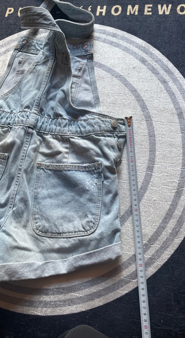 Bershka tulum kısa Mavi Denim Kadın Şort Salopet - Görsel 5