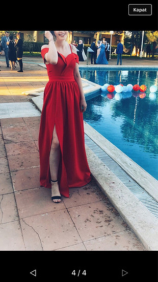 s Beden kırmızı Renk Askılı abiye
