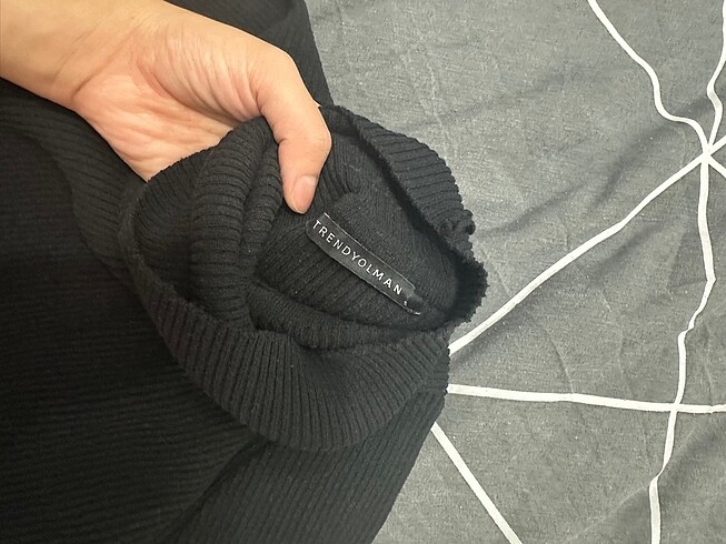 s Beden siyah Renk Trendyolman boğazlı slim fit kazak