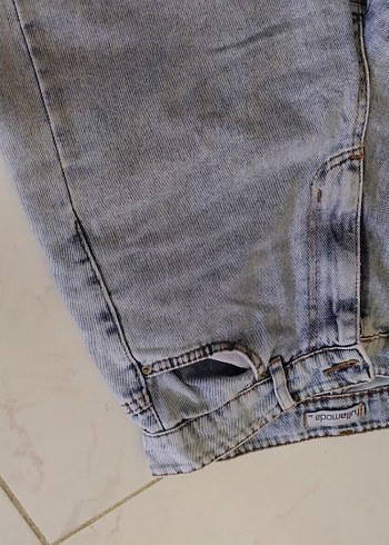 Düğmeli Gri Kadın Denim kot Pantolon - Görsel 4