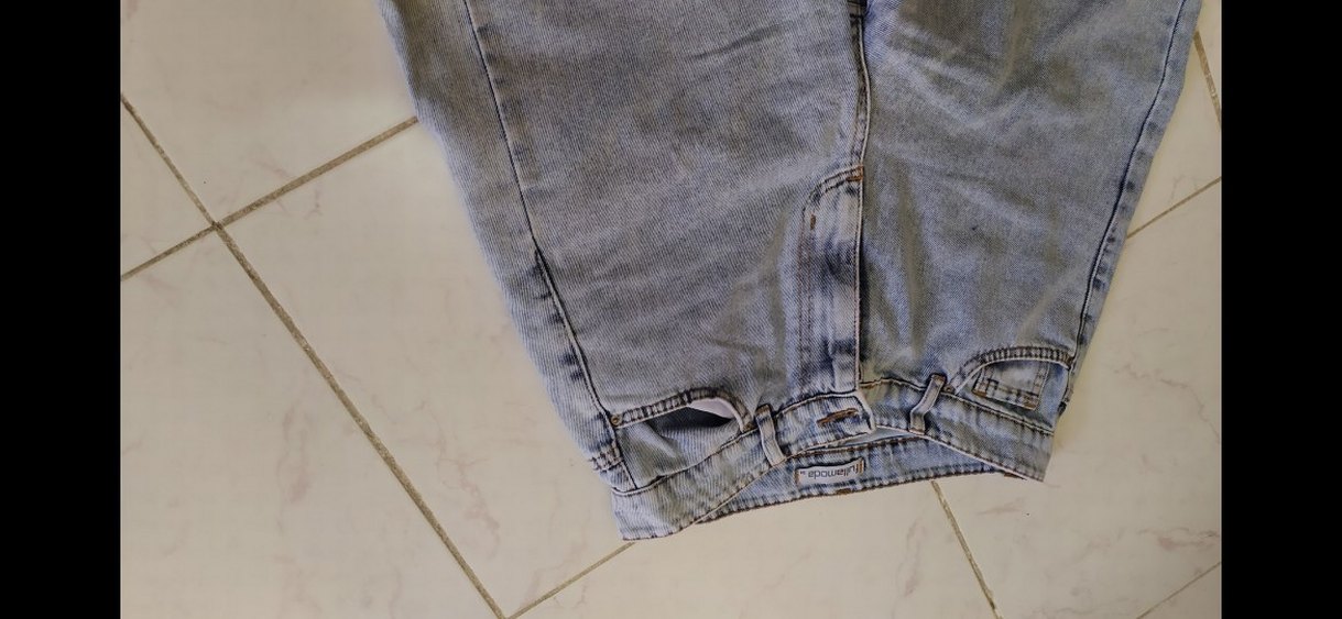Düğmeli Gri Kadın Denim kot Pantolon - Görsel 4