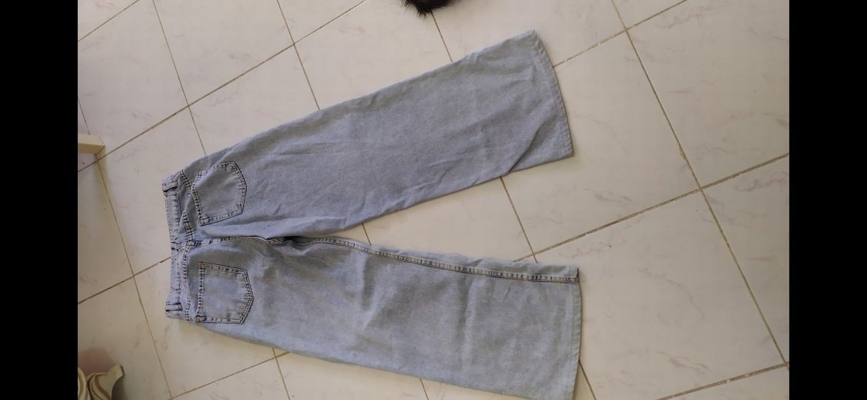 Düğmeli Gri Kadın Denim kot Pantolon - Görsel 3