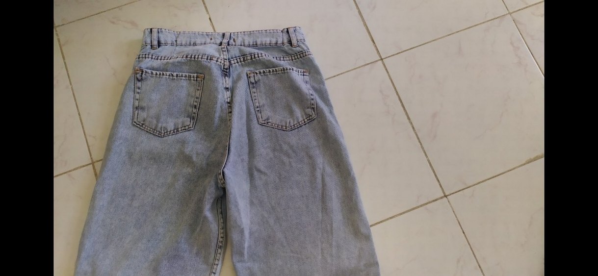 Düğmeli Gri Kadın Denim kot Pantolon - Görsel 2