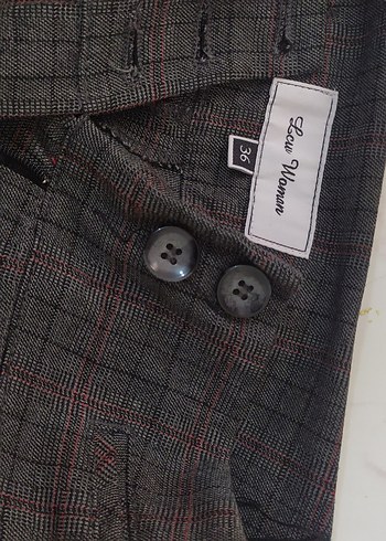 Düğmeli gri Kadın Kumaş Pantolon - Görsel 4