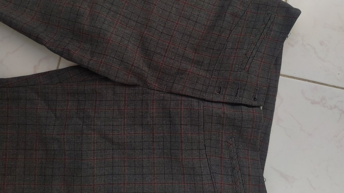 Düğmeli gri Kadın Kumaş Pantolon - Görsel 3