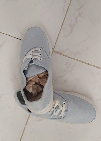 Kot Kumaşlı Gri Kadın Sneakers - Görsel 3