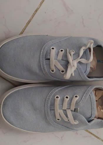 Kot Kumaşlı Gri Kadın Sneakers - Görsel 2