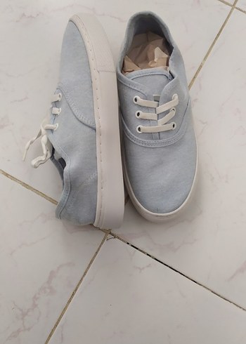 Kot Kumaşlı Gri Kadın Sneakers - Görsel 4