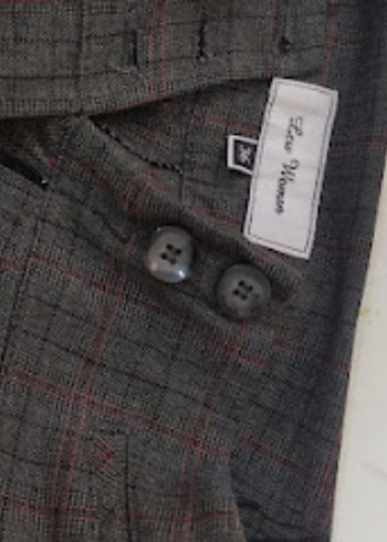 Gri Kumaş Kadın Pantolon, Normal Boy, paça düğmeli - Görsel 4