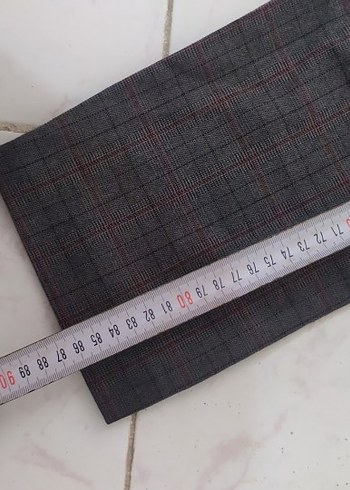 Gri Kumaş Kadın Pantolon, Normal Boy, paça düğmeli - Görsel 6