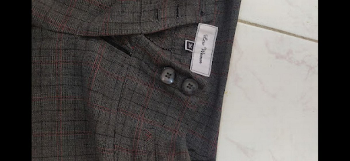 Gri Kumaş Kadın Pantolon, Normal Boy, paça düğmeli - Görsel 4