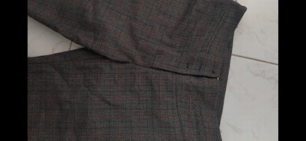 Gri Kumaş Kadın Pantolon, Normal Boy, paça düğmeli - Görsel 3