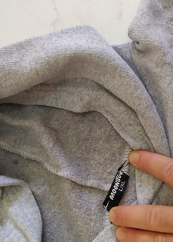 l Beden Gri Kapüşonlu unisex Sweatshirt