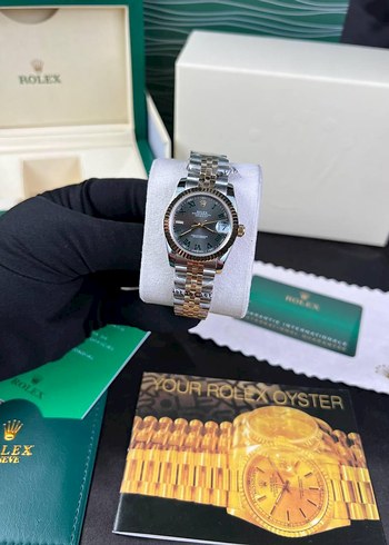 Rolex Kadın Gri Kemerli Saat