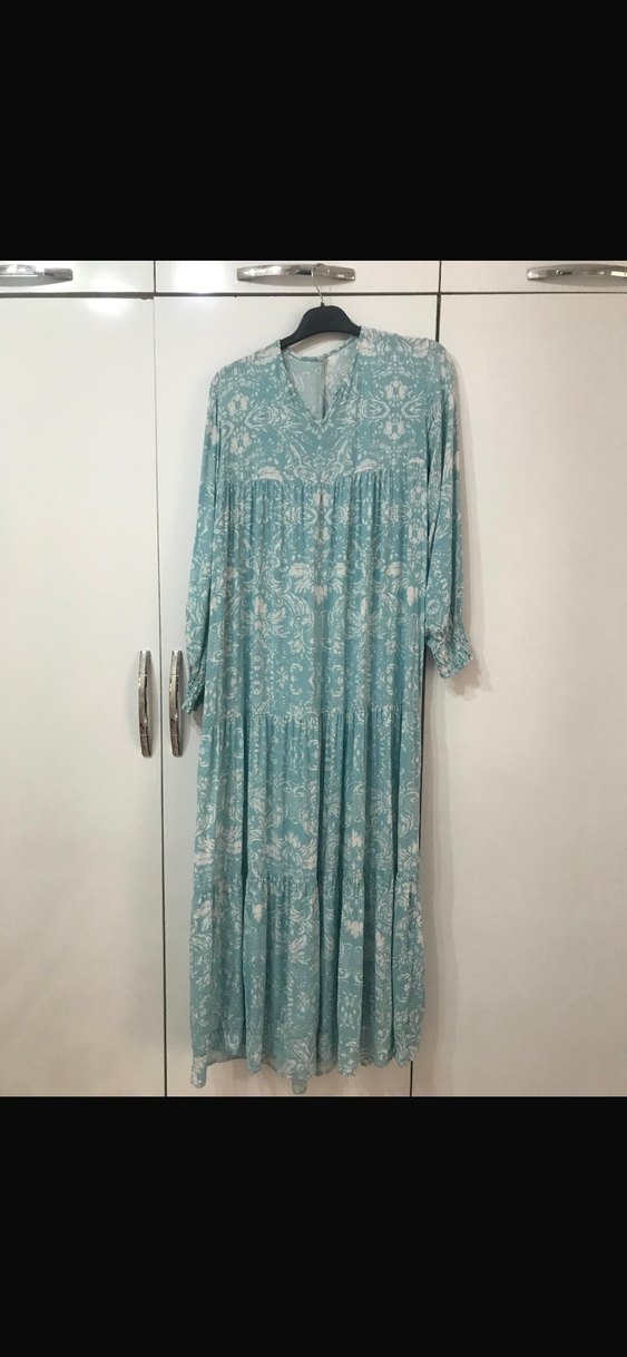 Diger Bohem Uzun Turkuaz Elbise - Görsel 2