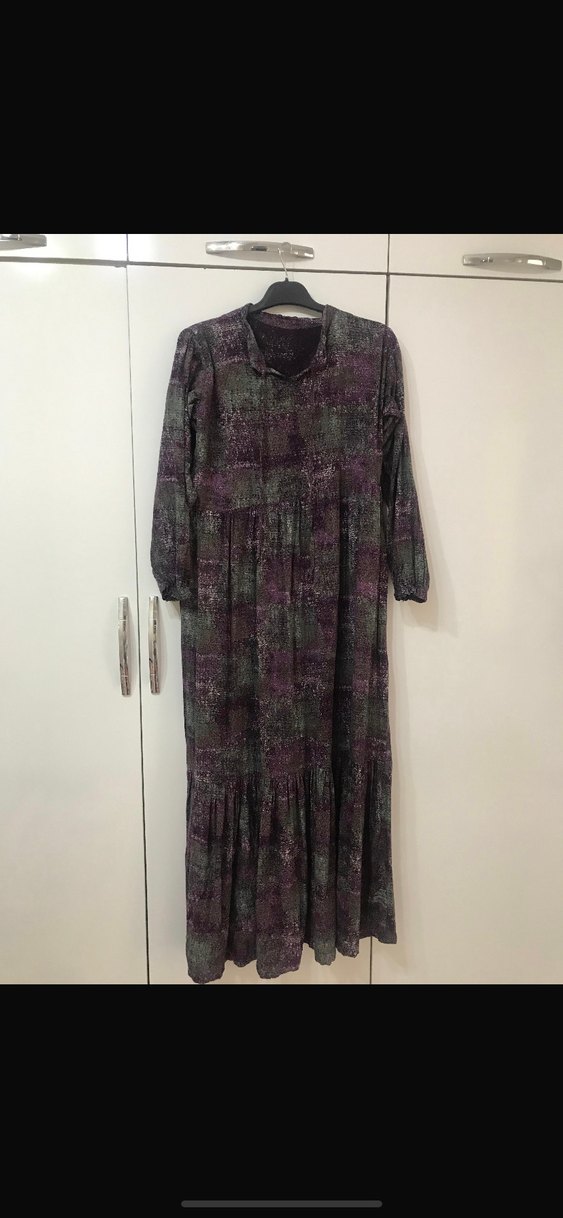 Kadın Bohem Uzun Kollu Pilili Uzun Elbise - Görsel 2