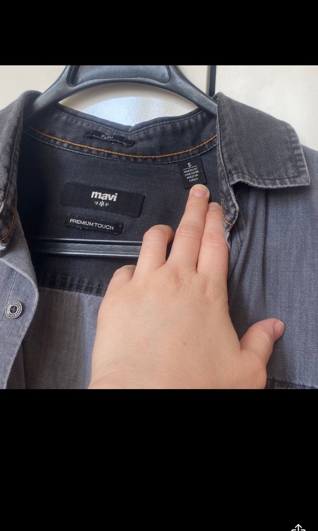 Mavi  Düğmeli Erkek Gömlek - Görsel 2