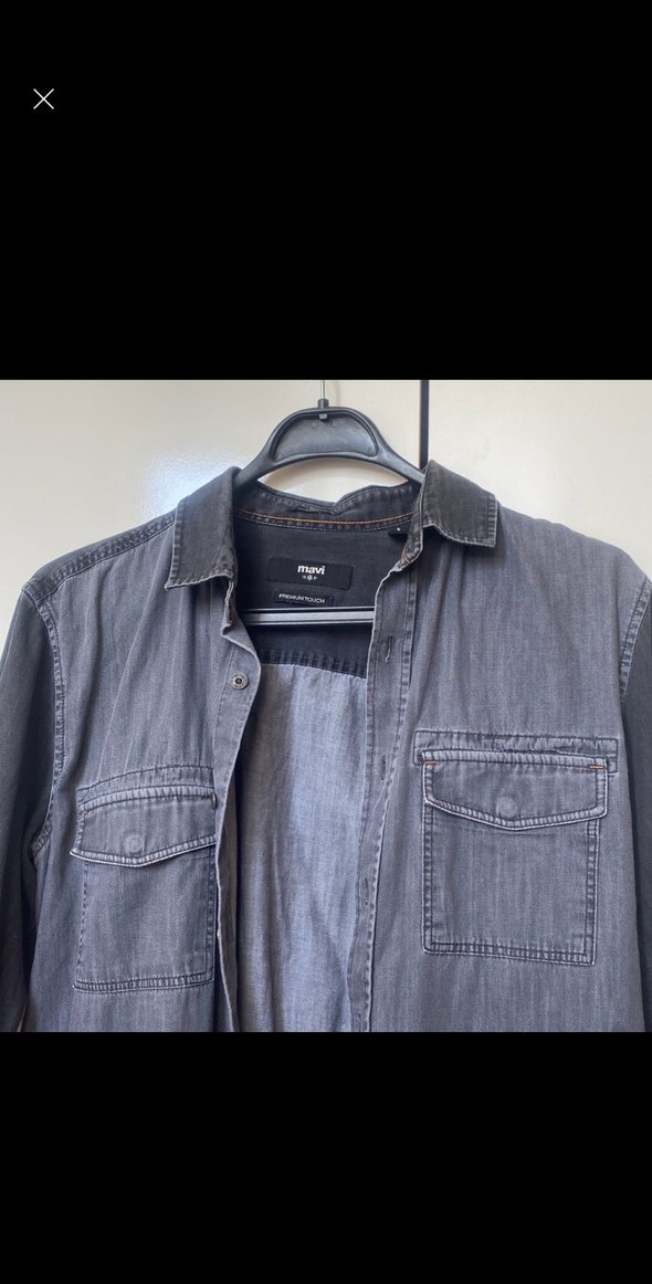 Mavi  Düğmeli Erkek Gömlek - Görsel 3