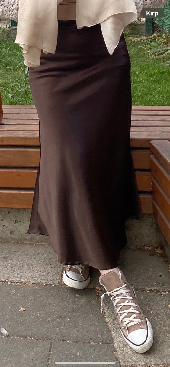 Kahverengi saten etek - Görsel 2