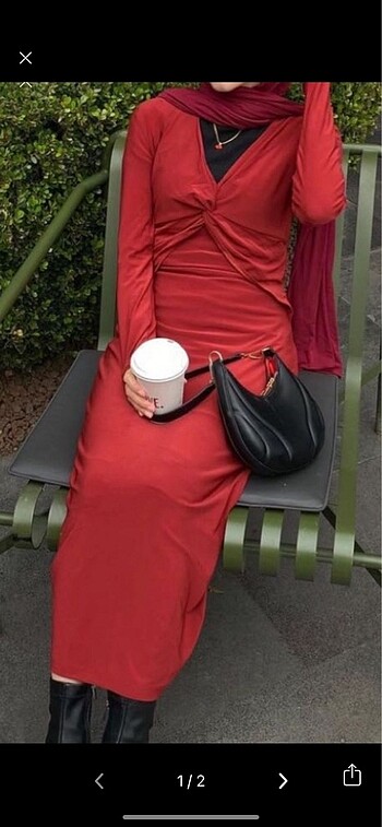 Bordo elbise - Görsel 2