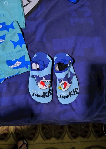 5 Yaş Beden mavi Renk Erkek Çocuk Renkli Mavi Deniz Temalı Mayo Seti