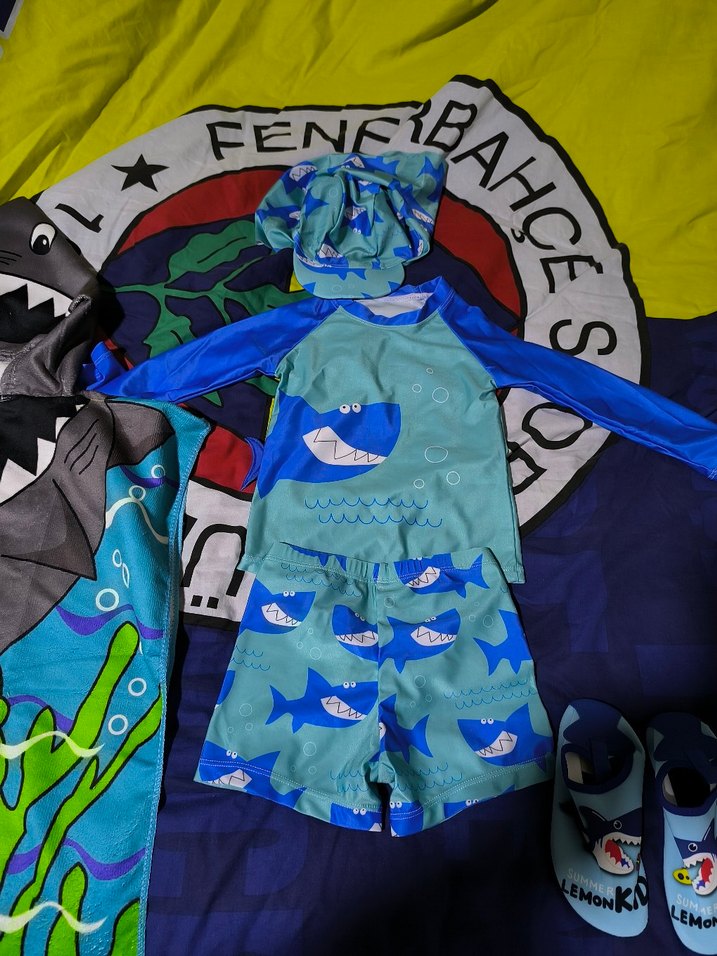 Erkek Çocuk Renkli Mavi Deniz Temalı Mayo Seti - Görsel 3